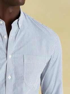 Outlet Joules Abbott Blue Pinstriped Cotton Poplin Shirt BluePinstriped