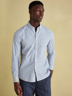 Outlet Joules Abbott Blue Pinstriped Cotton Poplin Shirt BluePinstriped