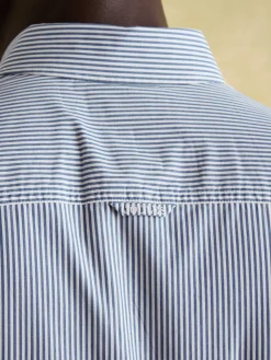 Outlet Joules Abbott Blue Pinstriped Cotton Poplin Shirt BluePinstriped
