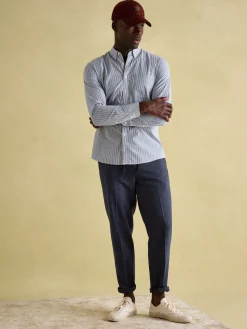 Outlet Joules Abbott Blue Pinstriped Cotton Poplin Shirt BluePinstriped