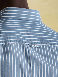 Clearance Joules Abbott Blue Striped Cotton Poplin Shirt BlueStriped