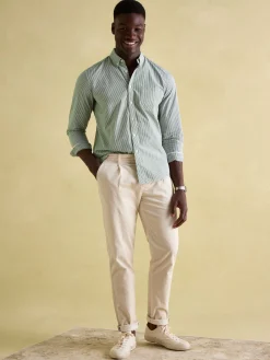 Outlet Joules Abbott Green Pinstriped Cotton Poplin Shirt GreenPinstriped