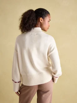 Online Joules Abigail High Neck Intarsia Ski Jumper Cream