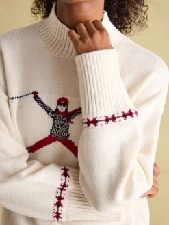 Online Joules Abigail High Neck Intarsia Ski Jumper Cream