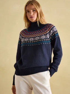 Discount Joules Alba Fair Isle Jumper Navy
