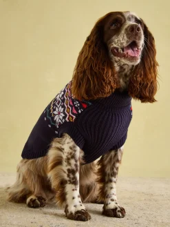 Outlet Joules Alba Knitted Fair Isle Dog Jumper Navy