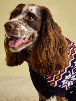 Outlet Joules Alba Knitted Fair Isle Dog Jumper Navy