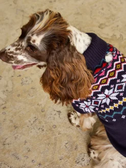 Outlet Joules Alba Knitted Fair Isle Dog Jumper Navy