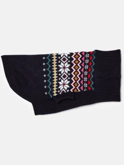 Outlet Joules Alba Knitted Fair Isle Dog Jumper Navy