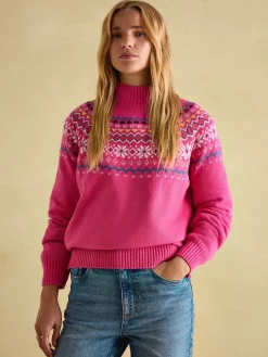 Clearance Joules Alba Fair Isle Jumper Pink