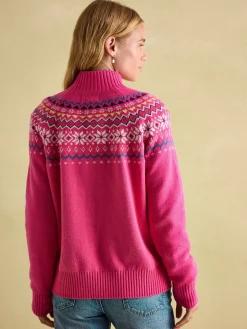 Clearance Joules Alba Fair Isle Jumper Pink