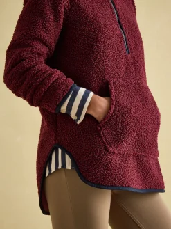 Outlet Joules Aldeburgh Quarter Zip Fleece Burgundy