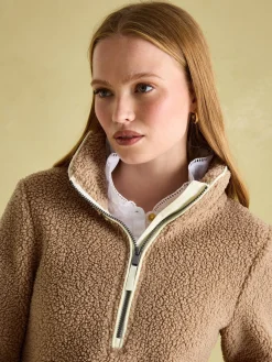 Joules Aldeburgh Tan Brown Quarter Zip Fleece TanBrown