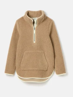 Joules Aldeburgh Tan Brown Quarter Zip Fleece TanBrown