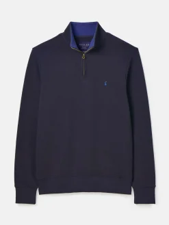 Outlet Joules Alistair Quarter Zip Cotton Sweatshirt Navy