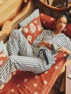 New Joules Alma Navy & White Striped Pyjama Set Navy&WhiteStriped