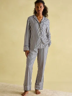 New Joules Alma Navy & White Striped Pyjama Set Navy&WhiteStriped