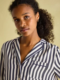 New Joules Alma Navy & White Striped Pyjama Set Navy&WhiteStriped