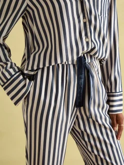 New Joules Alma Navy & White Striped Pyjama Set Navy&WhiteStriped
