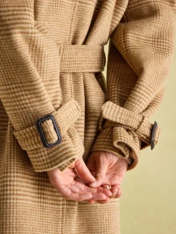 Joules Amberley Tan Brown Longline Wool Blend Coat with Belt TanBrown