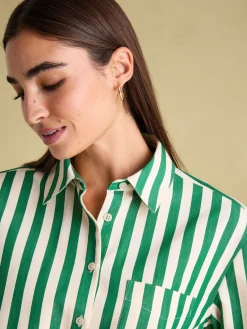 Best Joules Amilla Green & Cream Stripe Shirt Green&Cream