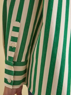Best Joules Amilla Green & Cream Stripe Shirt Green&Cream