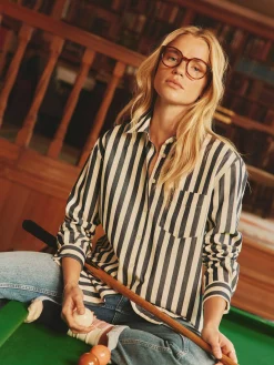 Joules Amilla Navy & Cream Stripe Shirt Navy&Cream