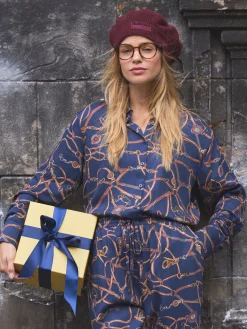 Clearance Joules Amilla Navy Multi Satin Shirt NavyMulti