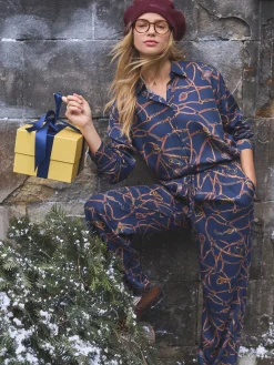 Clearance Joules Amilla Navy Multi Satin Shirt NavyMulti