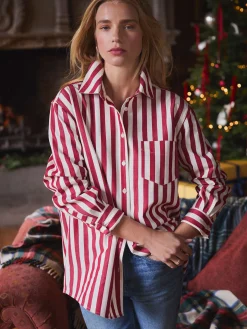 Clearance Joules Amilla Red & Cream Stripe Shirt Red&Cream