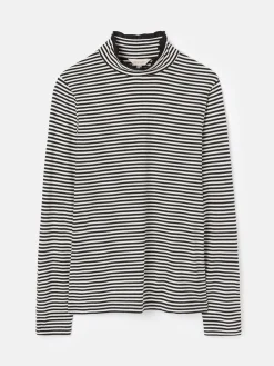 Joules Amy Long Sleeve High Neck Jersey Top Black/Cream