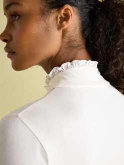 New Joules Amy Long Sleeve High Neck Jersey Top Cream