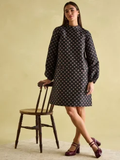 Joules Annalise Jacquard A-Line Dress Black