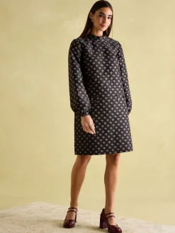 Joules Annalise Jacquard A-Line Dress Black