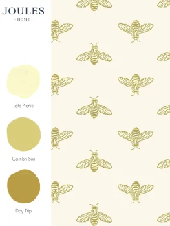 Hot Joules Antique Gold Block Print Bee 10M Wallpaper AntiqueGold
