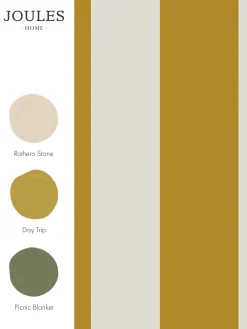 Joules Antique Gold Harborough Stripe 10M Wallpaper AntiqueGold