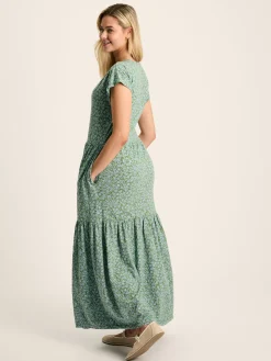 Online Joules Ariana Jersey Tiered Dress Green