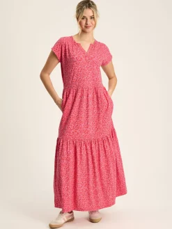 Sale Joules Ariana Jersey Tiered Dress Pink