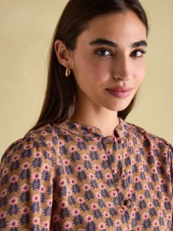 Outlet Joules Aster Tie Waist Midi Dress Brown