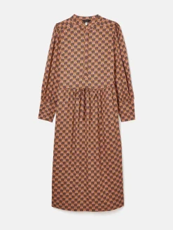 Outlet Joules Aster Tie Waist Midi Dress Brown