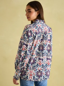 Discount Joules Auretta Frill Neck Blouse Multi
