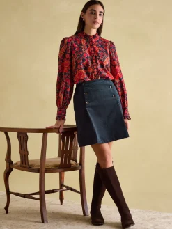 Outlet Joules Auretta Frill Neck Blouse Navy