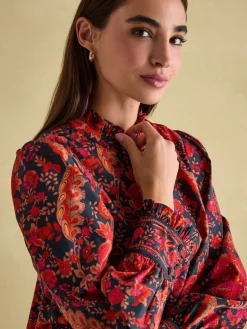 Outlet Joules Auretta Frill Neck Blouse Navy