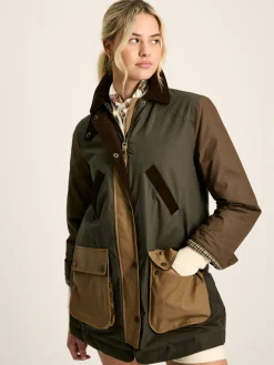 Clearance Joules Banbury Showerproof Dry Wax Coat Brown/Khaki