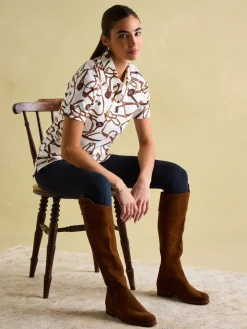 Hot Joules Barbury Cream Bridle Print Polo Shirt CreamBridlePrint