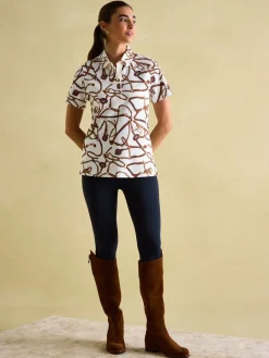 Hot Joules Barbury Cream Bridle Print Polo Shirt CreamBridlePrint
