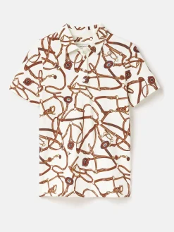 Hot Joules Barbury Cream Bridle Print Polo Shirt CreamBridlePrint