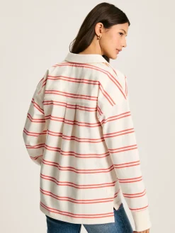 Hot Joules Bayside Cotton Deck Shirt Coral/White