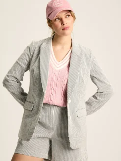 Sale Joules Belmont Seersucker Boating Blazer Cream/Navy