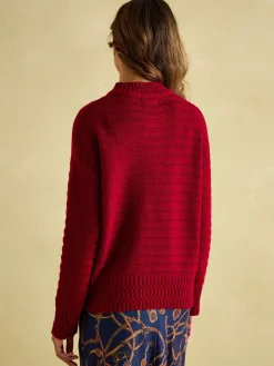 Discount Joules Bernie Crew Neck Textu Jumper Contains Merino Wool Red